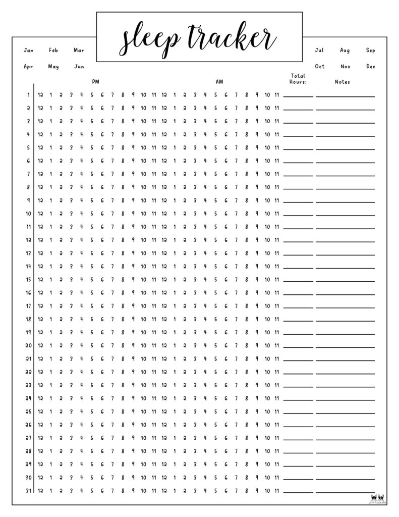 sleep trackers - 17 free printables | printabulls
